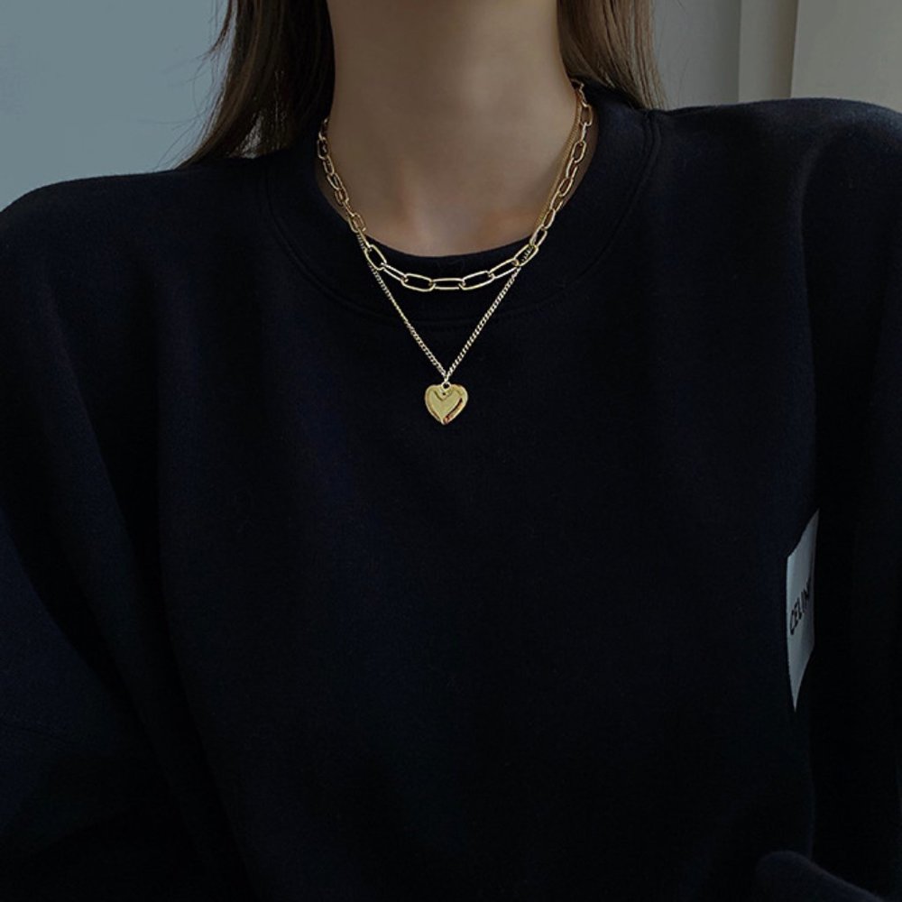💕Last one Heart Layered Chain Necklace - Picture 9 of 11